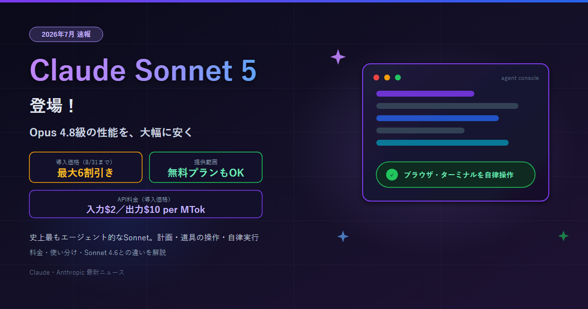 Claude Sonnet 5 登場 速報