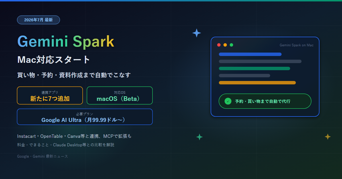 Gemini Spark Mac対応 最新ニュース