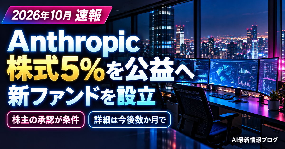 Anthropic Public Benefit Fund 株式5%を公益へ 最新ニュース