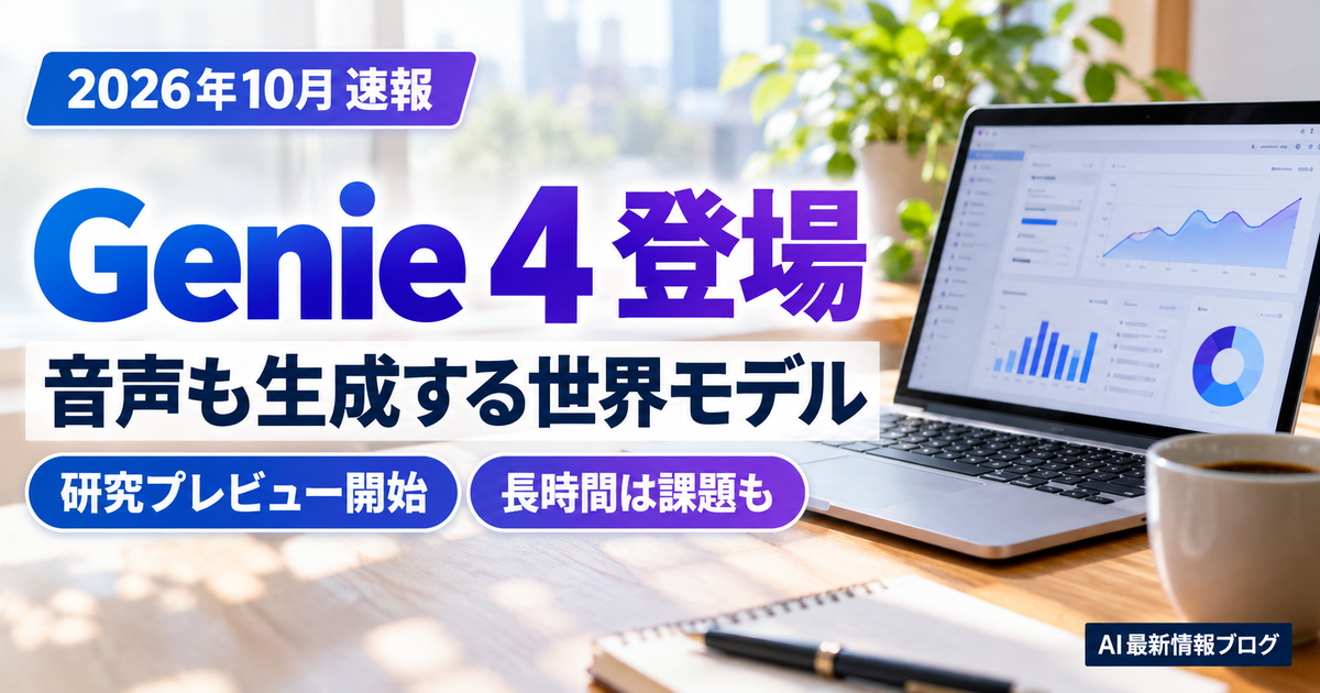Genie 4登場 音声も生成する世界モデル 最新ニュース