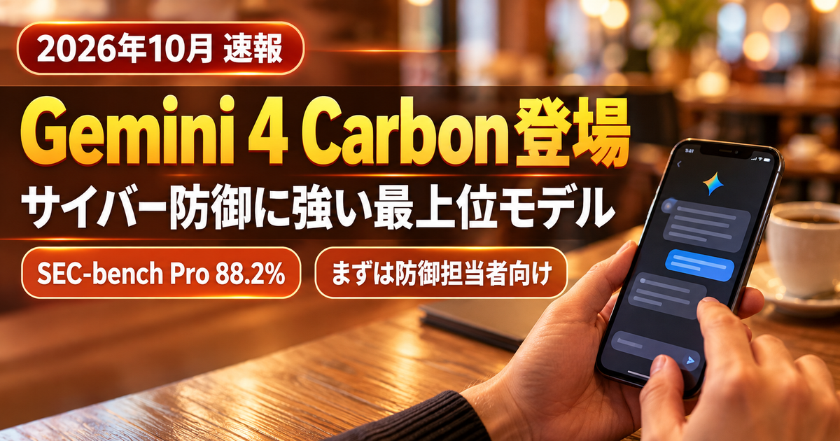 Google Gemini 4 Carbon 登場 サイバー防御に強い最上位モデル 最新ニュース